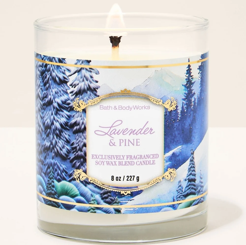 Bath & Body Works Lavender & Pine Single Wick Candle 8oz NEW RARE
